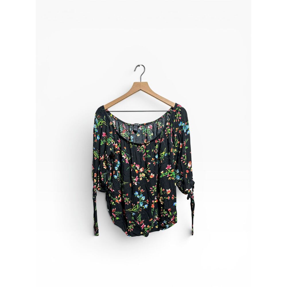 Plus Size Blouse Womens 0X Off the Shoulder Floral Botanical Garden Top